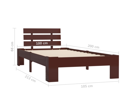 Estructura cama sin colchón madera pino marrón oscuro 100x200cm