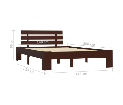 Estructura cama sin colchón madera pino marrón oscuro 140x200cm