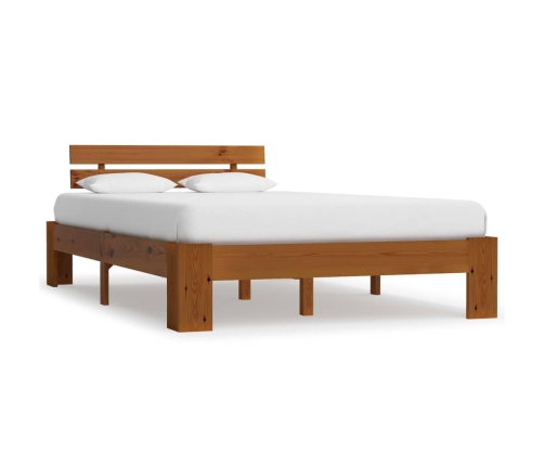 Estructura cama sin colchón madera pino marrón miel 140x200 cm