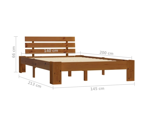 Estructura cama sin colchón madera pino marrón miel 140x200 cm