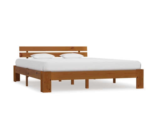 vidaXL Estructura cama con cabecero madera pino marrón miel 160x200 cm