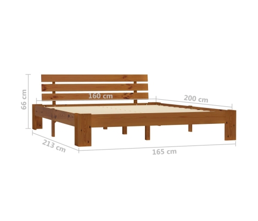 vidaXL Estructura cama con cabecero madera pino marrón miel 160x200 cm