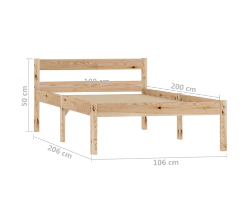 Estructura de cama sin colchón madera maciza de pino 100x200 cm