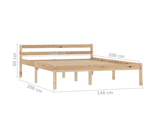 Estructura de cama sin colchón madera maciza de pino 140x200 cm