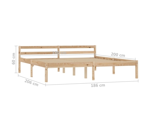 Estructura de cama sin colchón madera maciza de pino 180x200 cm