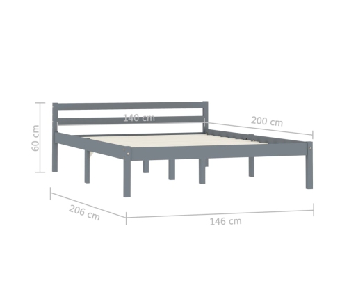 Estructura de cama sin colchón madera de pino gris 140x200 cm