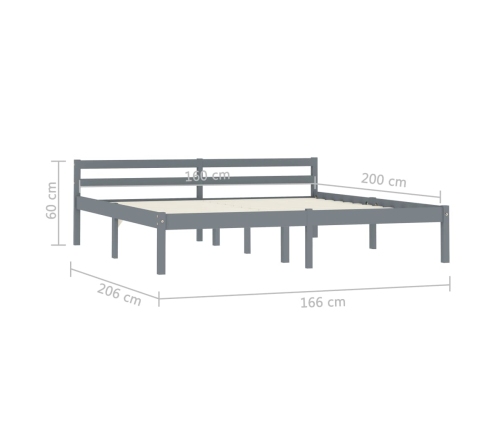 Estructura de cama sin colchón madera de pino gris 160x200 cm