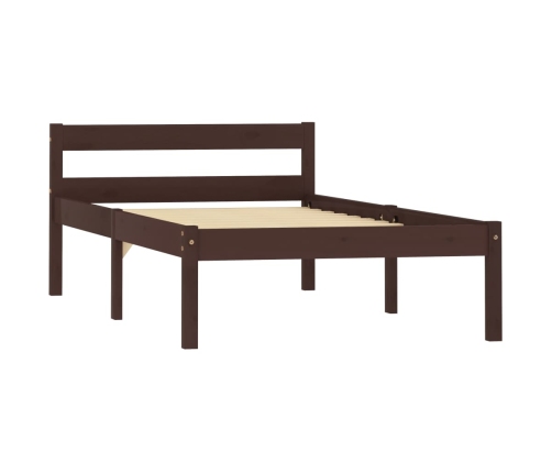 Estructura cama sin colchón madera pino marrón oscuro 90x200 cm