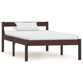 Estructura cama sin colchón madera pino marrón oscuro 100x200cm
