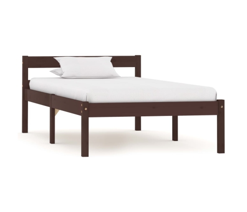 vidaXL Estructura de cama madera maciza pino marrón oscuro 100x200 cm