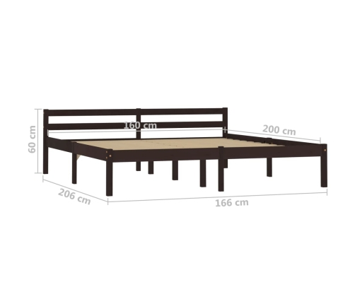 Estructura cama sin colchón madera pino marrón oscuro 160x200cm