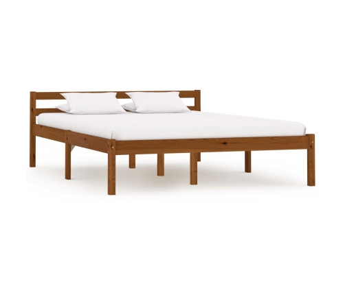 Estructura cama sin colchón madera pino marrón miel 140x200 cm