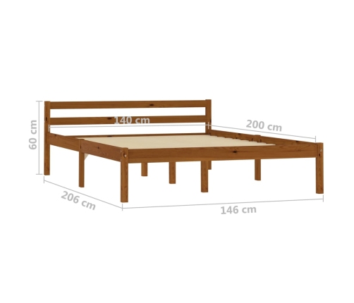 Estructura cama sin colchón madera pino marrón miel 140x200 cm