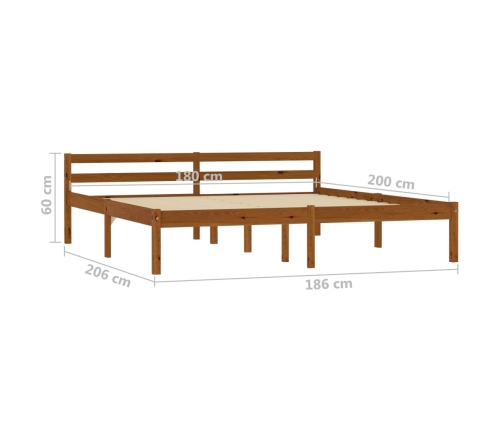 Estructura cama sin colchón madera pino marrón miel 180x200 cm