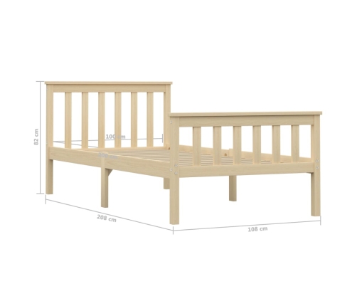 Estructura de cama de madera maciza de pino clara 100x200 cm