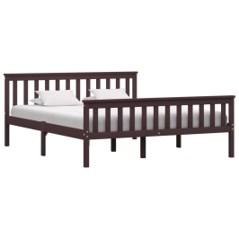 Estructura cama sin colchón madera pino marrón oscuro 160x200cm