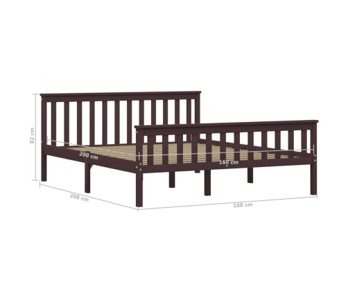 Estructura cama sin colchón madera pino marrón oscuro 160x200cm