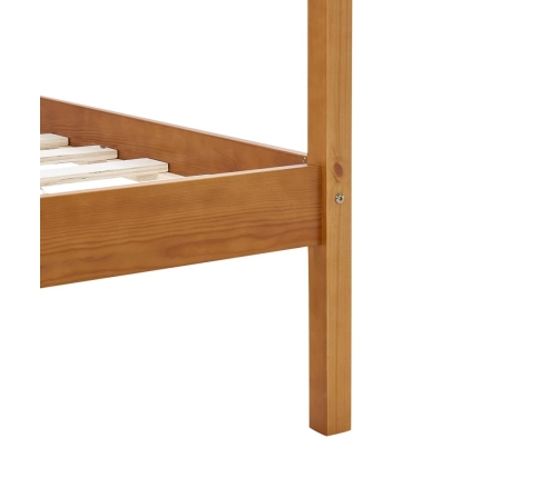 vidaXL Cama con dosel de madera maciza de pino marrón miel 90x200 cm