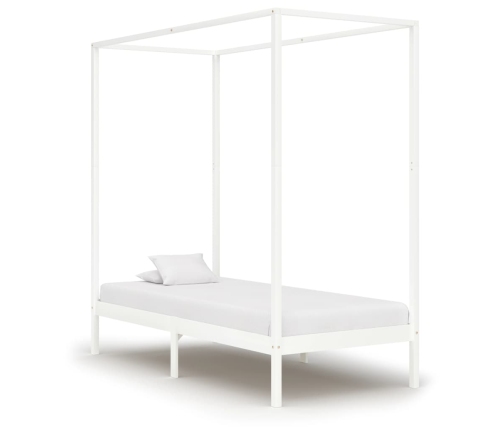 Estructura cama con dosel madera maciza pino blanco 90x200 cm