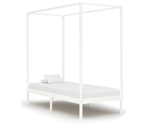 Cama con dosel sin colchón madera maciza blanco 100x200 cm