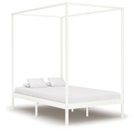 Estructura cama con dosel madera maciza pino blanco 140x200 cm