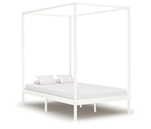 Estructura cama con dosel madera maciza pino blanco 140x200 cm