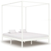 Estructura cama con dosel madera maciza pino blanco 160x200 cm