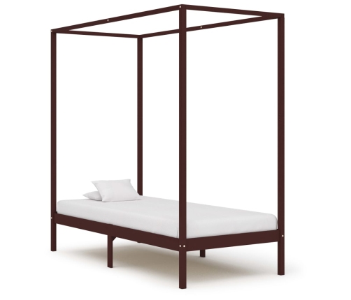 vidaXL Estructura cama dosel madera maciza pino marrón oscuro 90x200cm