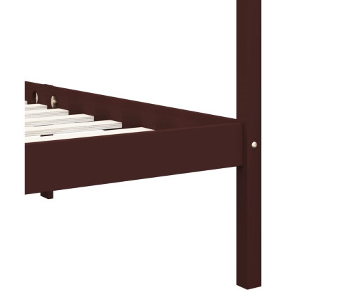 vidaXL Estructura cama dosel madera maciza pino marrón oscuro 90x200cm