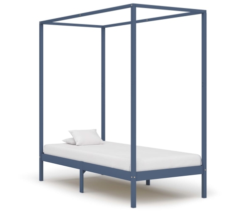 vidaXL Estructura de cama con dosel madera maciza pino gris 90x200 cm