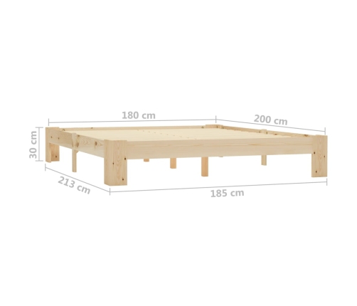 Estructura de cama sin colchón madera maciza de pino 180x200 cm