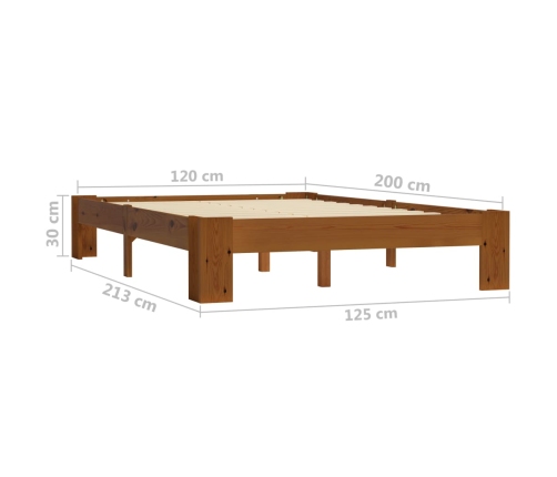 vidaXL Estructura de cama madera maciza pino marrón claro 120x200 cm