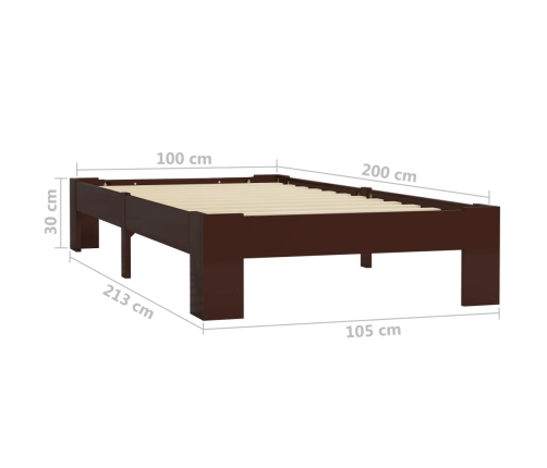 Estructura cama sin colchón madera pino marrón oscuro 100x200cm