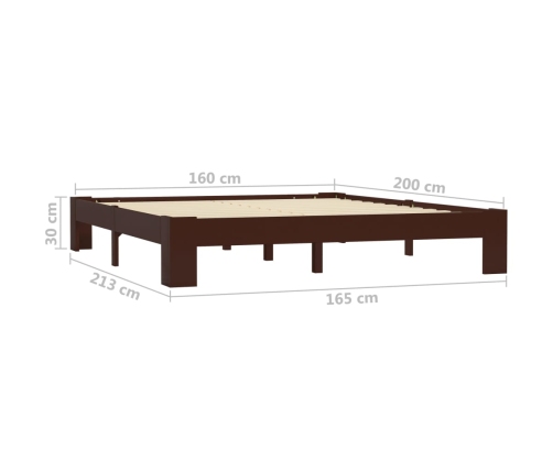 Estructura cama sin colchón madera pino marrón oscuro 160x200cm