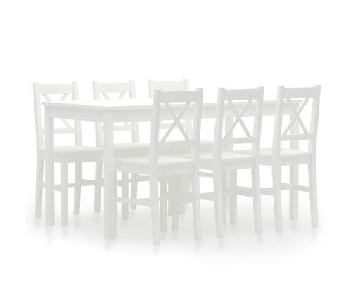 Conjunto de comedor 7 piezas madera de pino blanco