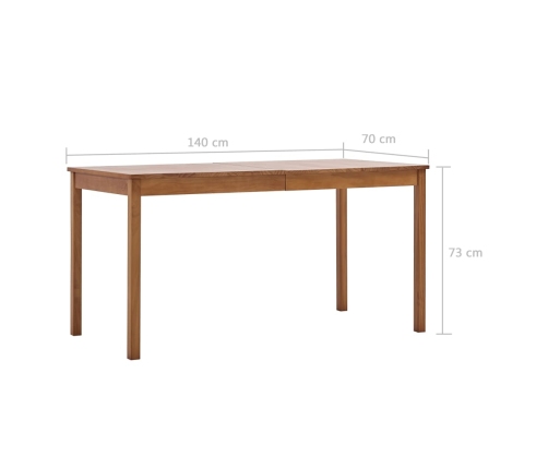 Mesa de comedor de madera de pino marrón miel 140x70x73 cm