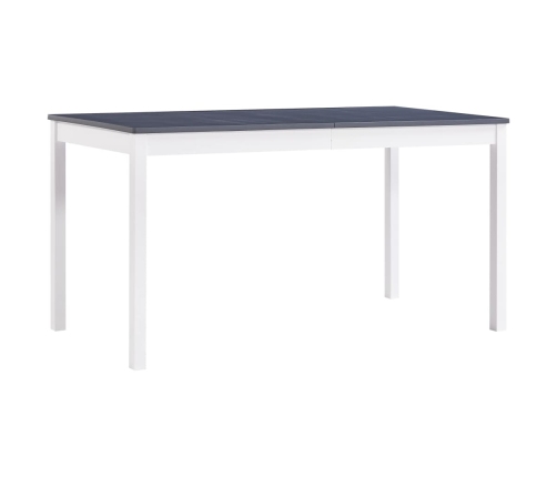 vidaXL Mesa de comedor de madera de pino blanco y gris 140x70x73 cm