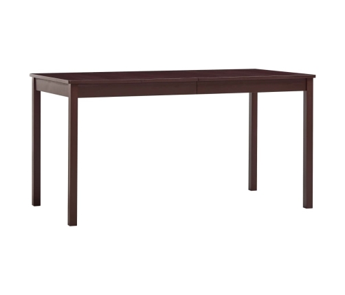 Mesa de comedor de madera de pino marrón oscuro 140x70x73 cm