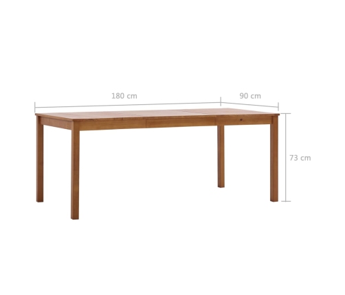 Mesa de comedor de madera de pino marrón miel 180x90x73 cm