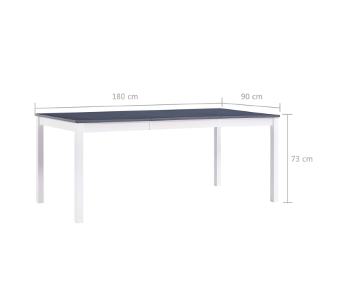 vidaXL Mesa de comedor de madera de pino blanco y gris 180x90x73 cm