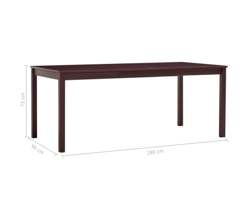 Mesa de comedor de madera de pino marrón oscuro 180x90x73 cm