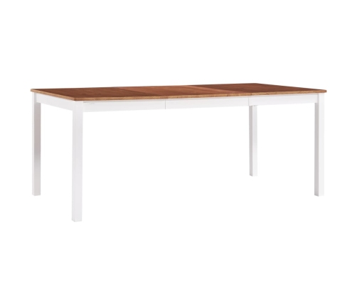 Mesa de comedor de madera de pino blanco y marrón 180x90x73 cm