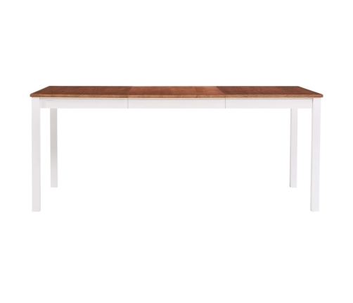 Mesa de comedor de madera de pino blanco y marrón 180x90x73 cm