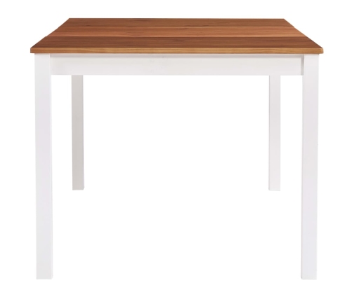 Mesa de comedor de madera de pino blanco y marrón 180x90x73 cm