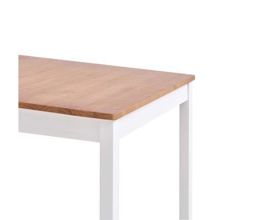 Mesa de comedor de madera de pino blanco y marrón 180x90x73 cm