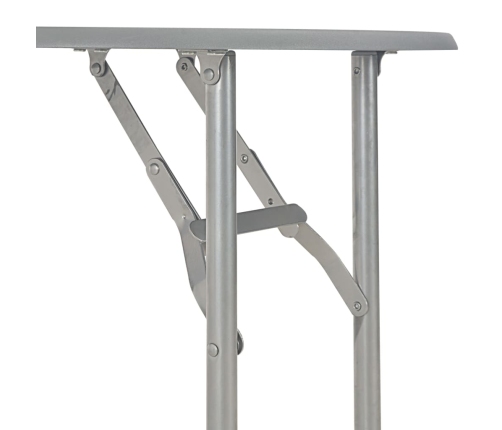 Juego de comedor plegable con estante 3 pzas MDF y acero gris