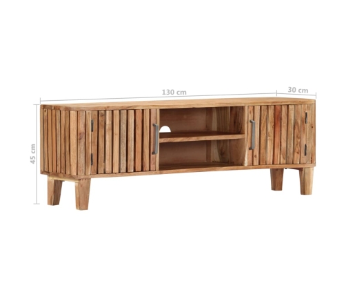 Mueble para TV de madera maciza de acacia 130x30x45 cm