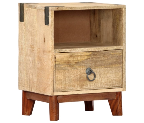 Mesita de noche madera maciza de mango rugosa 40x30x52 cm