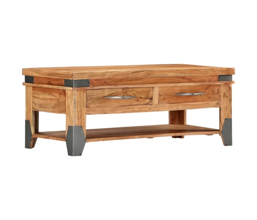 Mesa de centro de madera maciza de acacia 110x52x45 cm