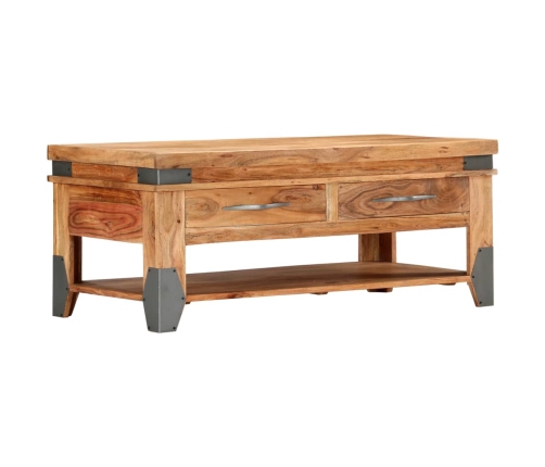 Mesa de centro de madera maciza de acacia 110x52x45 cm